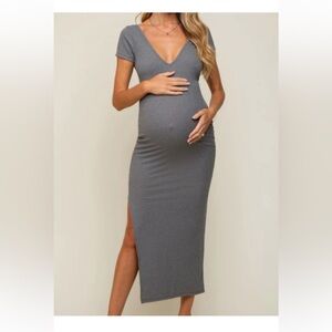 Gray Maternity Maxi Dress